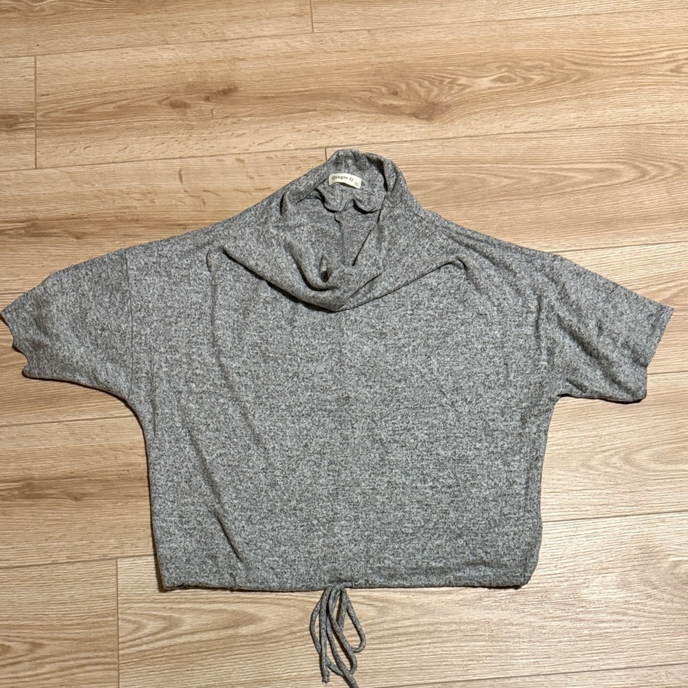 Heather Gray Women's Short Sleeve Cowl Neck Top
